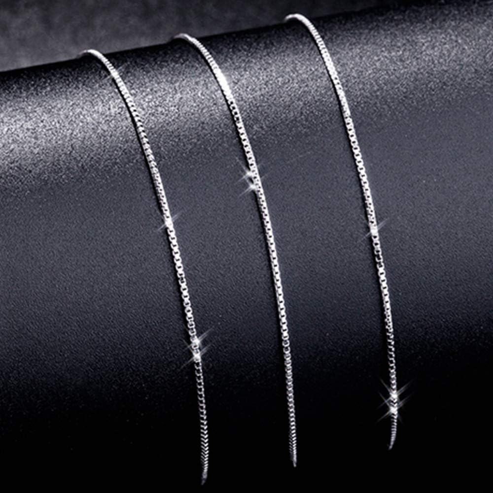 925 Sterling Silver Box Chain Necklace for Women - 20 Length 3MM Width Lobster Claw Clasp-0-2