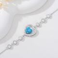 wholesale  Sterling Silver Genuine Heart Turquoise Bracelet Jewelry Gift for Women ( )-0-7
