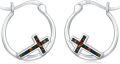 wholesale 925 Sterling Silver 925 Opal Inlay Cross Huggie Hoop Earrings - Women's Jewelry-0-0