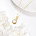 wholesale 925 Sterling Silver Pearl Swan Pendant Necklace Gold Plated Chain s for Women-0-2