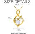 wholesale 14K Gold Heart-Shaped Opal Pendant Necklace with Cubic Zirconia Accents - 20 Inches Chain Length-0-3