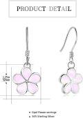 wholesale 925 Sterling Silver Pink & Blue Opal Flower Drop Earrings-0-1