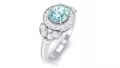TOUPOP Sterling Silver Aquamarine Moissanite Wedding Engagement Ring-0-2