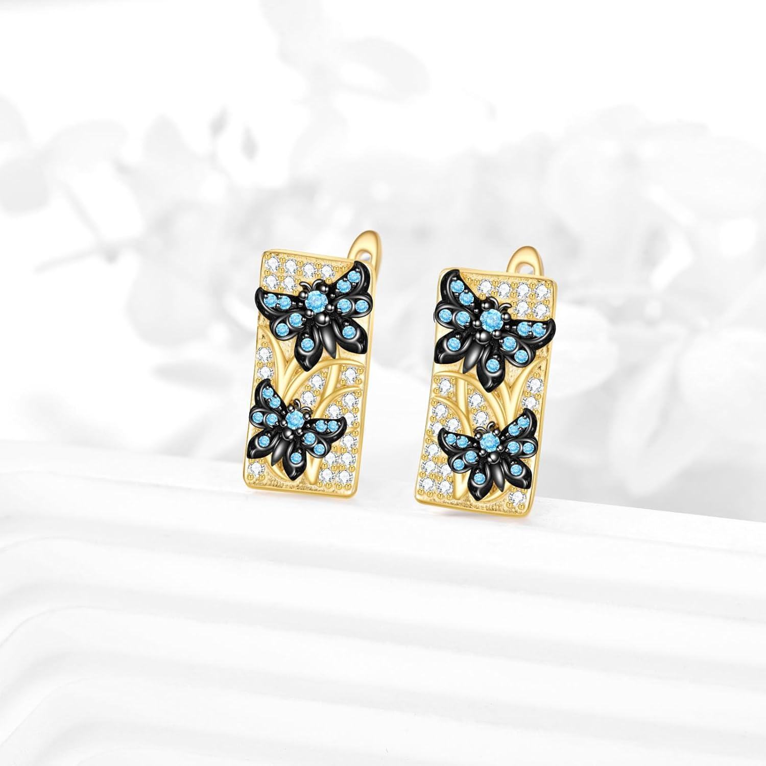 Sterling Silver Gold Plated Butterfly Hoop Earrings Jewelry Gifts-0-3