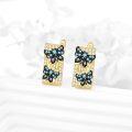 wholesale Gold-Plated 925 Sterling Silver Blue Crystal Butterfly Square Hoop Earrings for Women Gift Ideas-0-3
