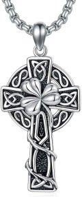 wholesale 925 Sterling Silver &  Irish Cross with Celtic Knots and Shamrock Pendant on 24 Chain-0-0