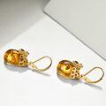 wholesale 925 Sterling Silver Honey Bee Dangle Earrings With Amber Honeycomb Charm-0-3
