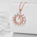 wholesale Rose Gold 925 Sterling Silver Cubic Zirconia Peacock Pendant Necklace for Women-0-2