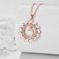 wholesale 925 Sterling Silver Rose Gold Plated Peacock Pendant Necklace With Marquise Cut Zircon-0-2