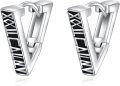 wholesale 925 Sterling Silver Roman Numeral V Black Huggie Hoop Earrings for Men & Women - Mother's Day Gift Idea-0-0