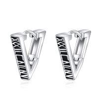 wholesale 925 Sterling Silver Roman Numeral V Black Huggie Hoop Earrings for Men & Women - Mother's Day Gift Idea-8-Triangle Viking Hoops
