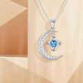 wholesale 925 Sterling Silver Crescent Moon & Blue Stone Pendant Necklace with Stars and Clouds Design-0-1