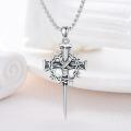 wholesale 925 Sterling Silver Oxidized Crown Of Thorns Nail Cross Pendant Necklace-0-3