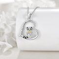 wholesale 925 Sterling Silver Raccoon Heart Pendant Necklace with Cubic Zirconia Stones and Engraved Message I Love You Forever - Perfect Gift for Her-0-2