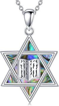 wholesale 925 Sterling Silver Abalone Shell Star of David Pendant Necklace for Women-B-Star of David