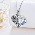 wholesale 925 Sterling Silver Heart-Shaped Blue Crystal Sunflower Cremation Keepsake Pendant Necklace with Funnel and Filler Tool Set-0-1