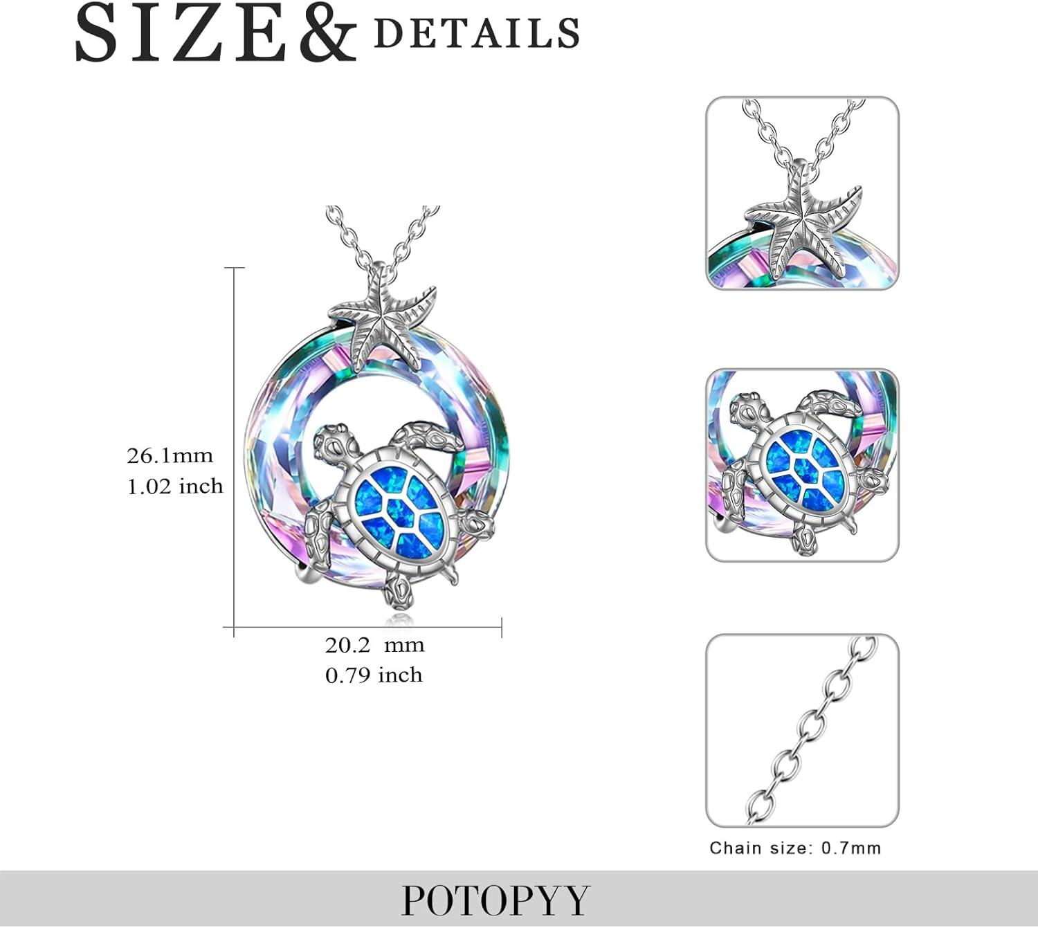Sterling Silver Crystal Turtle Necklace for Women-0-3