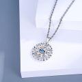 wholesale 925 Sterling Silver Blue Evil Eye Sun Pendant Necklaces for Women Men Protection Charm  45cm Chain Length-0-1