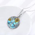 wholesale 925 Sterling Silver Tree of Life Turquoise and Gold Sunflowers Pendant Necklace-0-1