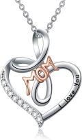 wholesale 925 Sterling Silver I Love You Forever MOM Heart Butterfly Pendant Necklace for Mom's Birthday Gifts-0-1