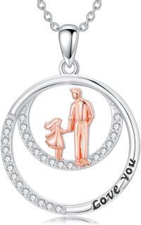 wholesale 925 Sterling Silver Father Daughter Necklace with Heartfelt Love You Pendant – Hypoallergenic, Nickel-Free, Timeless Bond Gift-Father Daughter-Hold Hands