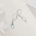 wholesale 925 Sterling Silver Heart-Shaped Moonstone Celtic Knot Drop Earrings with Leverbacks for Women-0-5