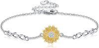 wholesale 925 Sterling Silver Sunflower Bracelet for Women Infinity Link Graduation Jewelry-Sunflower Bracelet
