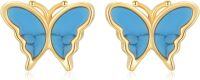 wholesale 14K Gold Turquoise and Blue Opal Butterfly Stud Earrings for Women-Turquoise