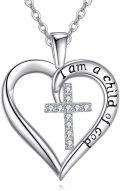 wholesale 925 Sterling Silver Heart-Shaped Cross and Sea Turtle Pendant Necklace for Women Girls  45cm Chain Length-0-0