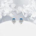 wholesale 925 Sterling Silver Blue Jellyfish Moonstone Stud Earrings for Women Girls Gift Idea-0-2