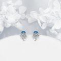 wholesale 925 Sterling Silver Blue Jellyfish Moonstone Stud Earrings for Women Girls Gift Idea-0-2