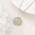 wholesale 925 Sterling Silver CZ Daisy & Yellow Heart Pendant Necklace for Women-0-2