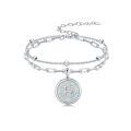 wholesale 925 Sterling Silver Chain Link Bracelet With B Opal Pendant-0-0