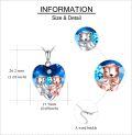 wholesale 925 Sterling Silver Blue Crystal Heart Pendant with Otters and Star Charm Necklace for Women Girls Gifts-0-3