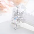wholesale 925 Sterling Silver Blue Topaz Birthstone Cross Pendant Necklaces for Women Girls Birthday Gifts Jewelry Accessories 43mm x 68mm-0-4