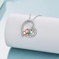 wholesale 925 Sterling Silver Hamster Heart Pendant Necklace Cubic Zirconia Two Tone Rose Gold-0-3