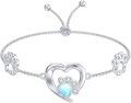 wholesale 925 Sterling Silver Heart Paw Print Opal Stone Adjustable Bolo Bracelet-0-0