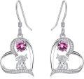 wholesale Sterling Silver Highland Cow Sunflower Dangle Stud Leverback Hoop Earrings-0-0