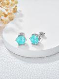 wholesale Sterling Silver Opal Turquoise Black Hair Crystal Stud Earrings for Women-0-7