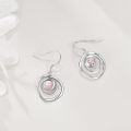 wholesale 925 Sterling Silver Pink Pearl Swirl Circle Drop Dangle Earrings-0-3