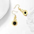wholesale Gold 925 Sterling Silver Spiral Dangle Earrings with Black Onyx and Gold Tone Leverback  for Women-0-2