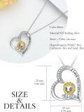 wholesale 925 Sterling Silver Lion Heart Pendant Necklace with Cubic Zirconia and Engraved Message I Love You Forever for Women-0-5