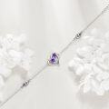 wholesale 925 Sterling Silver Purple Flower Heart Charm Bracelet Gift for Women-0-1