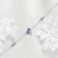 wholesale 925 Sterling Silver Purple Flower Heart Charm Bracelet Wholesale Gift for Women-0-1