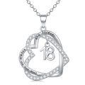 TOUPOP 925 Sterling Silver Heart Pendant Necklace, 18th Birthday Gift For Her-0-0