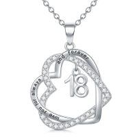 TOUPOP 925 Sterling Silver Heart Pendant Necklace, 18th Birthday Gift For Her-undefined