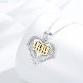 wholesale 925 Sterling Silver Angel Number 666 Heart Wings Pendant with Cubic Zirconia and Gold Plating on  - Length: Adjustable from 43cm to 50cm-0-3