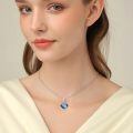 wholesale 925 Sterling Silver Blue Crystal Flower Pendant Necklace-0-1