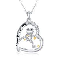 wholesale 925 Sterling Silver Frog Heart Pendant With I Love You Forever Charm-Frog-Heart