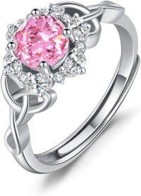 wholesale 925 Sterling Silver Zircon Celtic Birthstone Adjustable Ring for Women-10-October